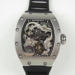 Replica Richard Mille RM057 Tourbillon Dragon  Jackie Chan TW Stainless Steel Black & Silver Skeleton Dial  Swiss Tourbillon