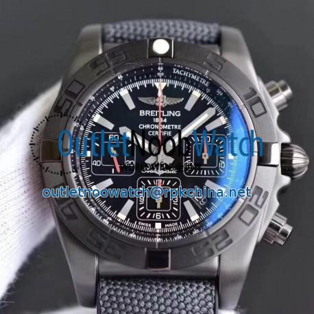 Replica Breitling Chronomat 44 Blacksteel MB0111C3/BE35 GF PVD Black Dial Swiss 7750