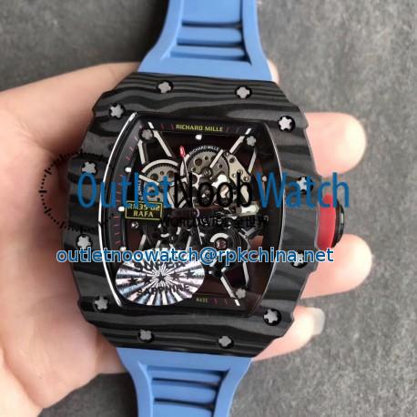 Replica Richard Mille RM35-02 Rafael Nadal KV V2 Forged Carbon Black Skeleton Dial M8215