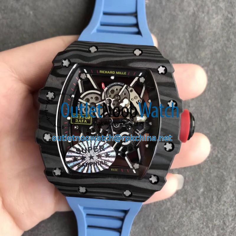 Replica Richard Mille RM35-02 Rafael Nadal KV V2 Forged Carbon Black Skeleton Dial M8215