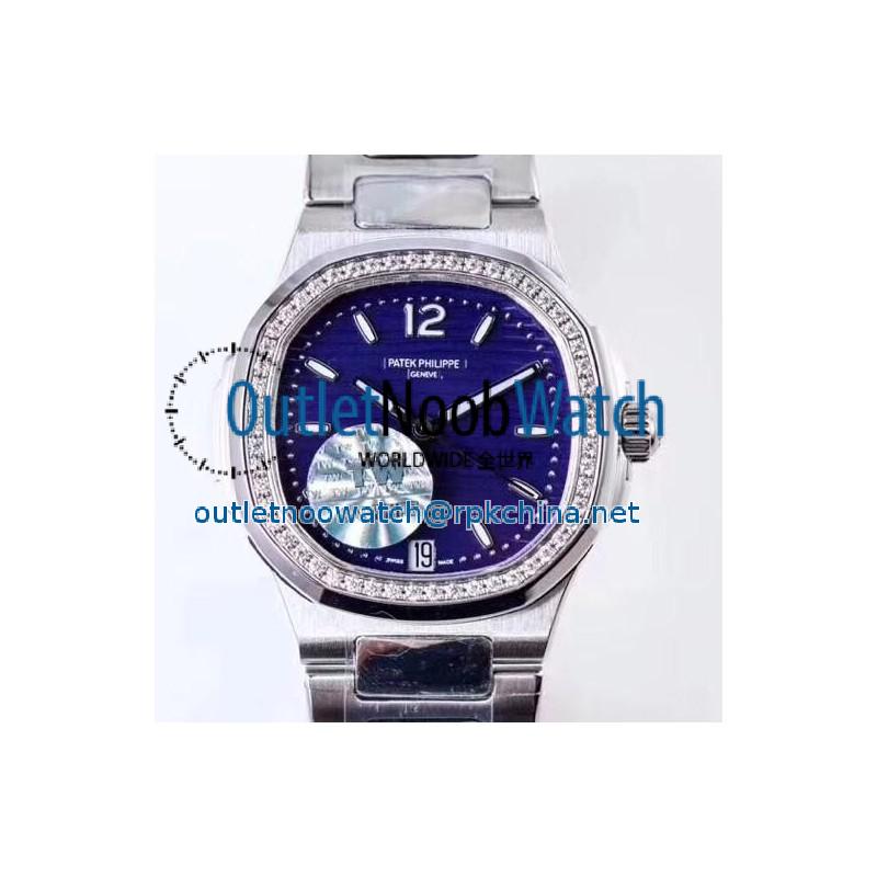 Replica Patek Philippe Nautilus Ladies 7018/1A-010 TW Stainless Steel & Diamonds Blue Dial Swiss 324SC