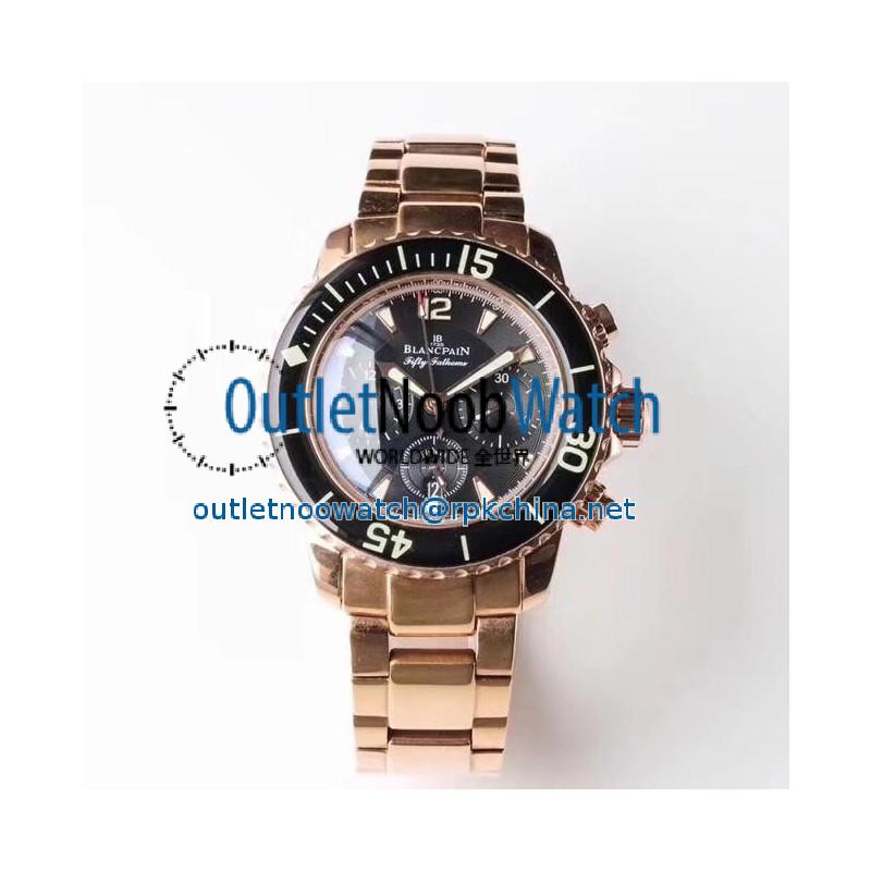 Replica Blancpain Fifty Fathoms Flyback Chronograph 5085F-3630-52 UF Rose Gold Black Dial Swiss 7750