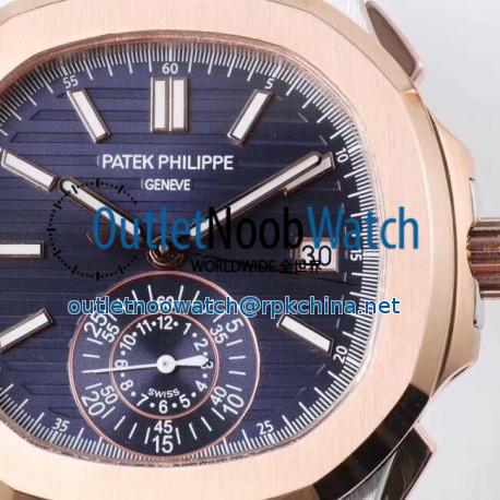 Replica Patek Philippe Nautilus Chronograph 5980/1AR-001 PP Rose Gold & Stainless Steel Blue Dial Swiss 7750