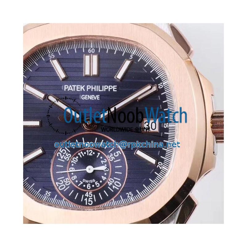 Replica Patek Philippe Nautilus Chronograph 5980/1AR-001 PP Rose Gold & Stainless Steel Blue Dial Swiss 7750