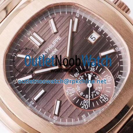 Replica Patek Philippe Nautilus Chronograph 5980/1R PP Rose Gold Chocolate  Dial Swiss 7750