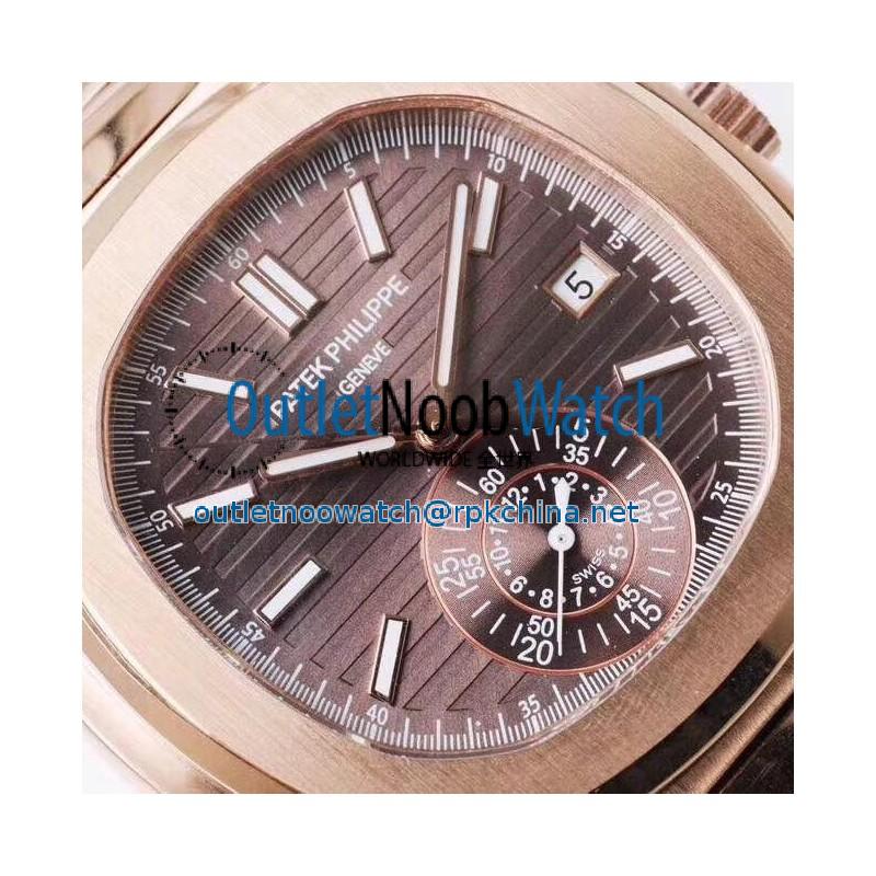 Replica Patek Philippe Nautilus Chronograph 5980/1R PP Rose Gold Chocolate  Dial Swiss 7750