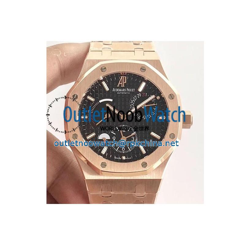 Replica Audemars Piguet Royal Oak GMT 41MM 26120 TWA Rose Gold Black Dial Swiss 2329