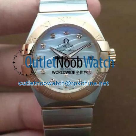 Replica Omega Constellation Double Eagle Lady 27MM Stainless Steel & Rose Gold Pearl Dial Swiss 8520