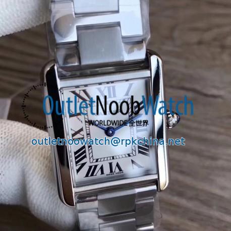 Replica Cartier Tank Solo Ladies 35MM W5200014 GP Stainless Steel Silver Dial Swiss Ronda Quartz