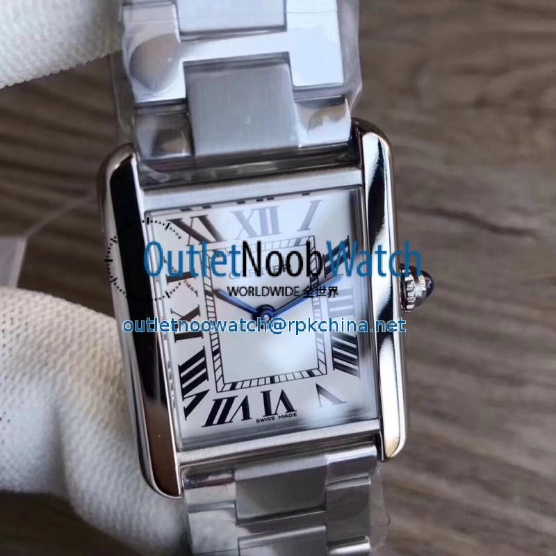 Replica Cartier Tank Solo Ladies 35MM W5200014 GP Stainless Steel Silver Dial Swiss Ronda Quartz