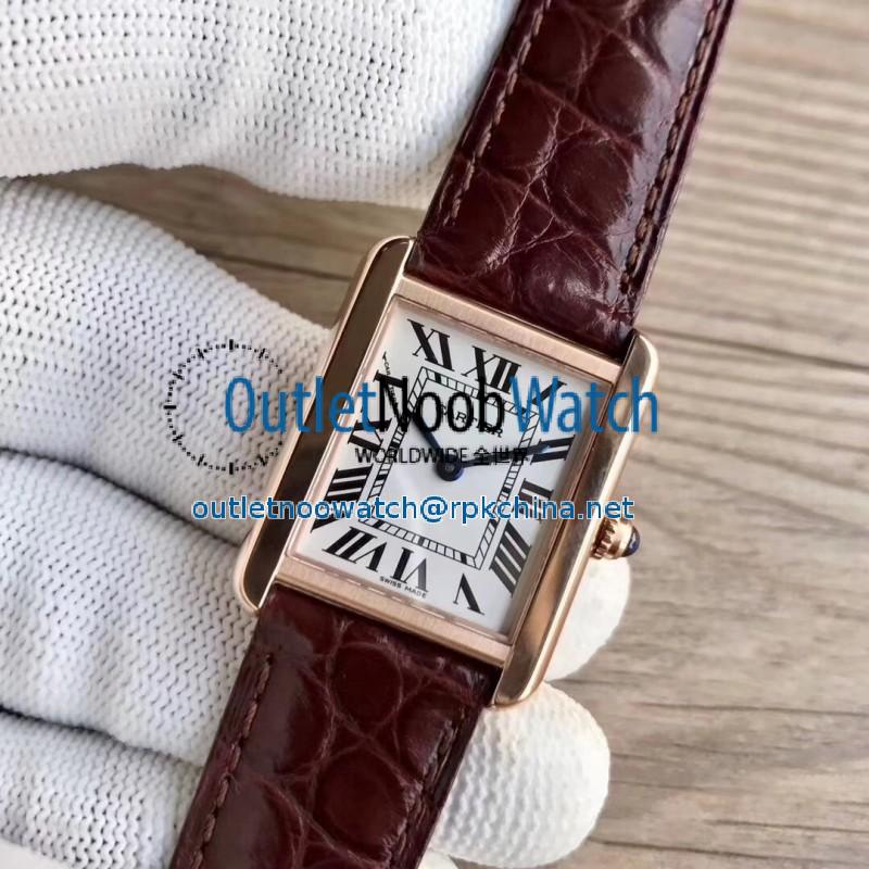 Replica Cartier Tank Solo Ladies 35MM W5200025 TK Rose Gold Silver Dial Swiss Ronda Quartz