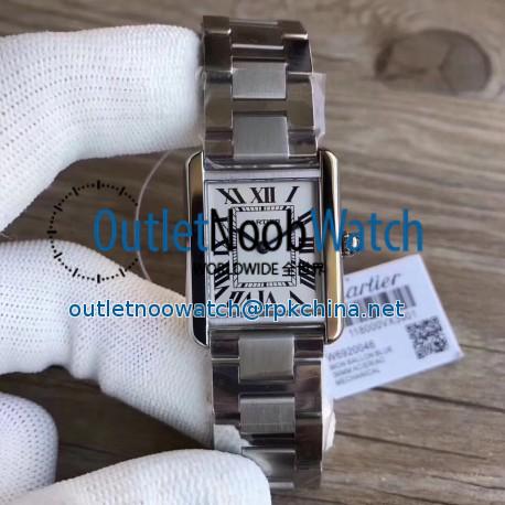 Replica Cartier Tank Solo Ladies 31MM W5200013 GP Stainless Steel Silver Dial Swiss Ronda Quartz