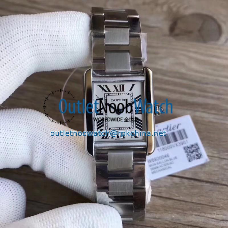 Replica Cartier Tank Solo Ladies 31MM W5200013 GP Stainless Steel Silver Dial Swiss Ronda Quartz