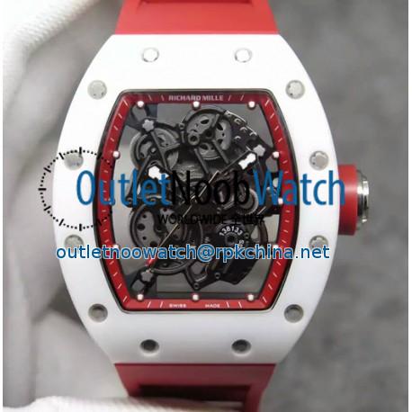 Replica Richard Mille RM55 White Ceramic Red Skeleton Dial M8215