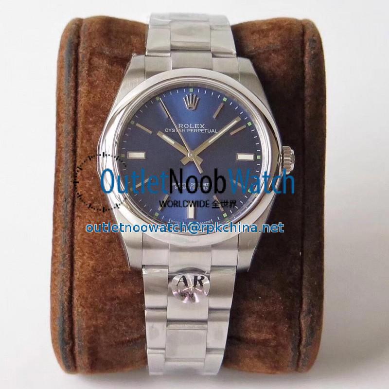 Replica Rolex Oyster Perpetual 39 114300 AR Stainless Steel 904L Blue Dial Swiss 3132