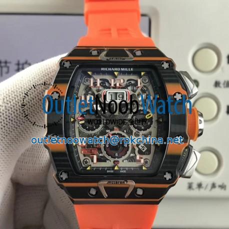 Replica Richard Mille RM011-03 McLaren Automatic Flyback Chronograph KV Black & Orange Forged Carbon Skeleton Dial Swiss 7750