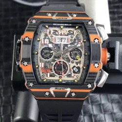 Replica Richard Mille RM011-03 McLaren Automatic Flyback Chronograph KV Black & Orange Forged Carbon Skeleton Dial Swiss 7750