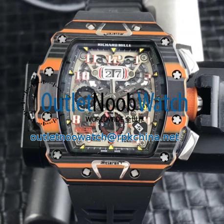 Replica Richard Mille RM011-03 McLaren Automatic Flyback Chronograph KV Black & Orange Forged Carbon Skeleton Dial Swiss 7750