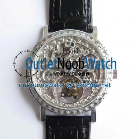 Replica Piaget Altiplano Skeleton Tourbillon BBR Stainless Steel & Diamonds Silver Skeleton Dial Swiss Tourbillon