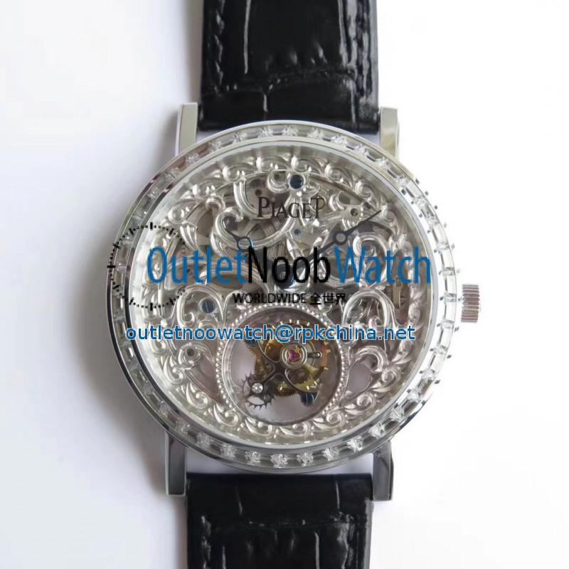 Replica Piaget Altiplano Skeleton Tourbillon BBR Stainless Steel & Diamonds Silver Skeleton Dial Swiss Tourbillon