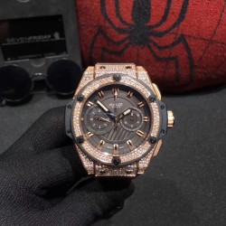 Replica Hublot Big Bang King Power Foudroyante Gold 715.PX.1128.RX HBB V6 Rose Gold & Diamonds Chocolate Dial Swiss 7750