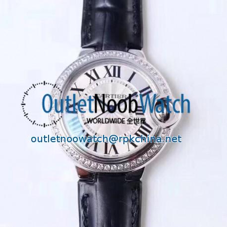 Replica Ballon Bleu De Cartier 33MM W4BB0016 TW Stainless Steel & Diamonds Silver Dial Seiko NH05A