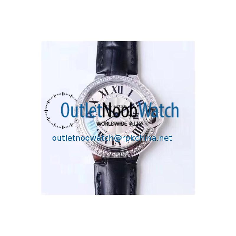 Replica Ballon Bleu De Cartier 33MM W4BB0016 TW Stainless Steel & Diamonds Silver Dial Seiko NH05A