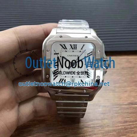 Replica Cartier Santos De Cartier Large 2018 WSSA0009 KOR Stainless Steel White Dial M9015