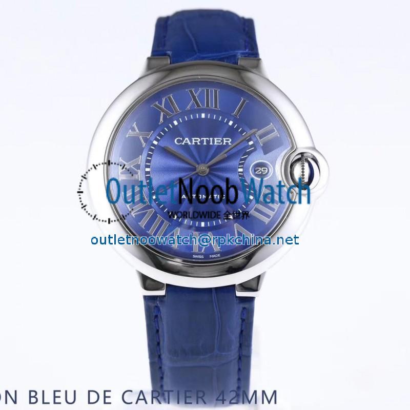 Replica Ballon Bleu De Cartier 42MM WSBB0025 AF Stainless Steel Blue Dial Swiss 2892