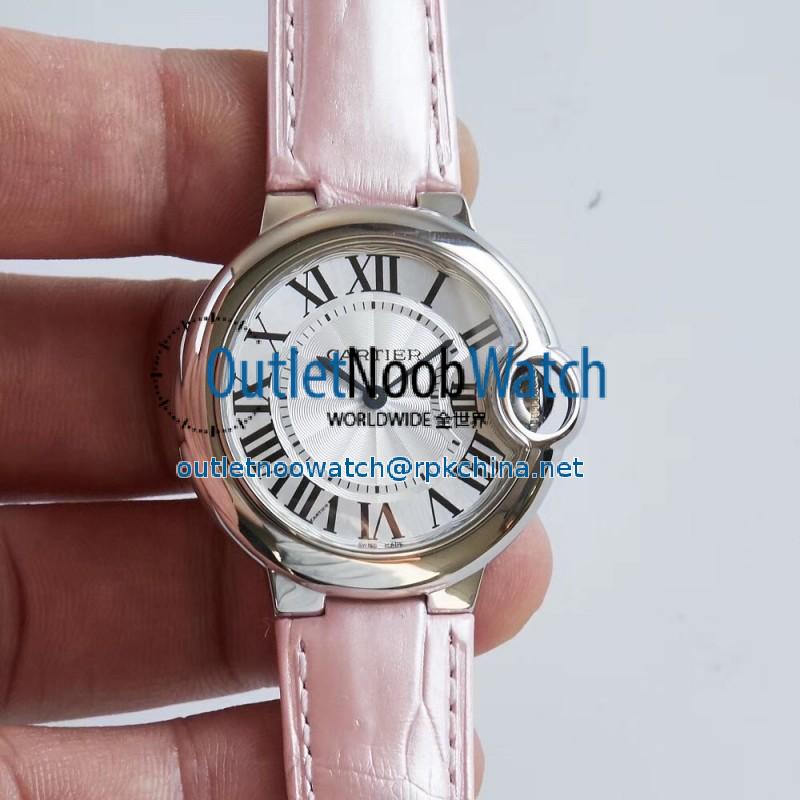 Replica Ballon Bleu De Cartier 33MM W6920086 AF Stainless Steel Silver Dial Swiss Ronda Quartz