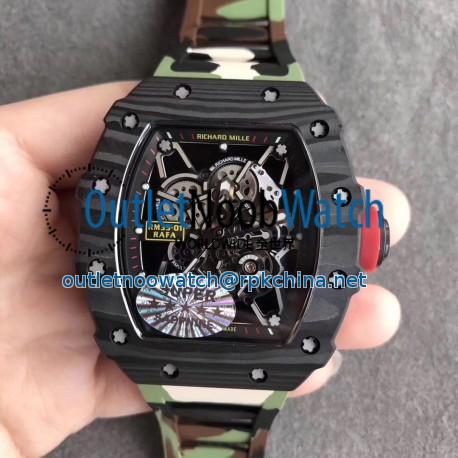 Replica Richard Mille RM35-02 Rafael Nadal KV Forged Carbon Skeleton Dial M8215