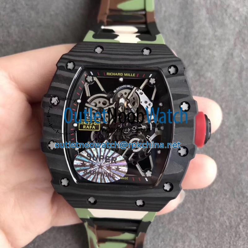 Replica Richard Mille RM35-02 Rafael Nadal KV Forged Carbon Skeleton Dial M8215