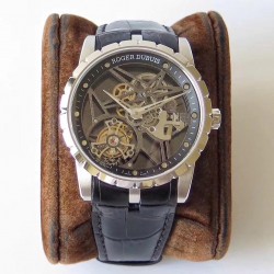 Replica Roger Dubuis Excalibur Skeleton Flying Tourbillon RDDBEX0393 BBR Stainless Steel Skeleton Dial Swiss Tourbillon