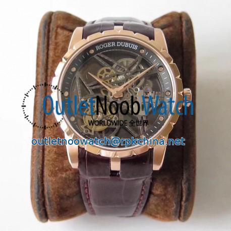 Replica Roger Dubuis Excalibur Skeleton Flying Tourbillon RDDBEX0392 BBR Rose Gold Skeleton Dial Swiss Tourbillon