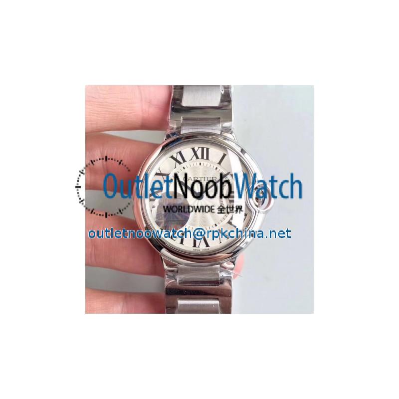 Replica Cartier Ballon Bleu 36MM W6920046 JF Stainless Steel Silver Dial Swiss Ronda Quartz