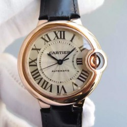 Replica Cartier Ballon Bleu 33MM Rose Gold Silver Dial Swiss 2671