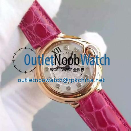 Replica Cartier Ballon Bleu 28MM Ladies Rose Gold Silver Dial Swiss Ronda Quartz