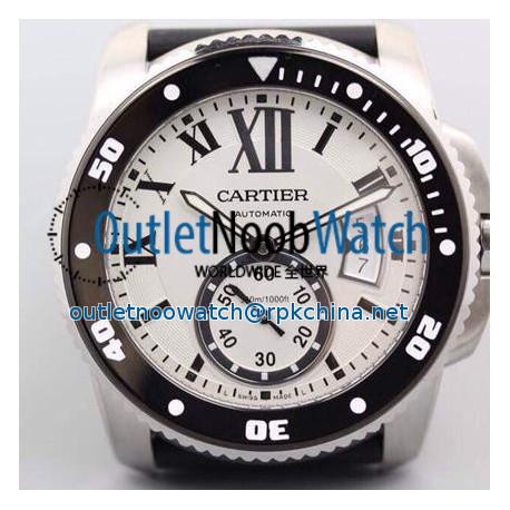 Replica Calibre De Cartier Diver 42MM V6F Stainless Steel White Dial M9015