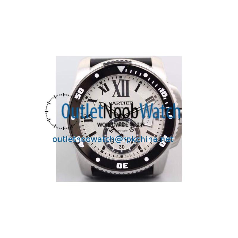 Replica Calibre De Cartier Diver 42MM V6F Stainless Steel White Dial M9015