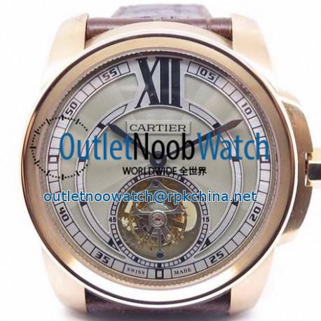 Replica Calibre De Cartier Tourbillon Rose Gold Grey Dial Swiss Tourbillon