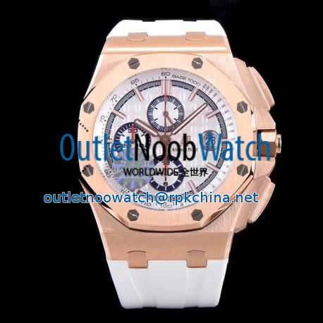 Replica Audemars Piguet Royal Oak Offshore 50 Byblos Saint-Tropez 26408OR.OO.A010CA.01.99 JF V2 Rose Gold White Dial Swiss 3126