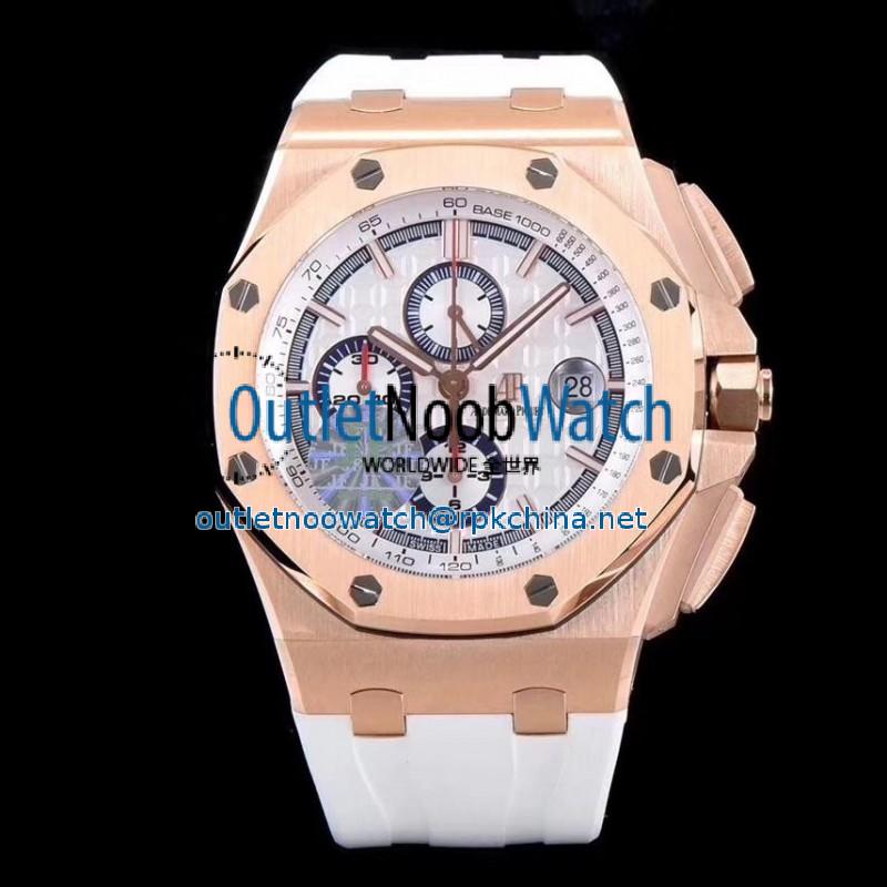 Replica Audemars Piguet Royal Oak Offshore 50 Byblos Saint-Tropez 26408OR.OO.A010CA.01.99 JF V2 Rose Gold White Dial Swiss 3126