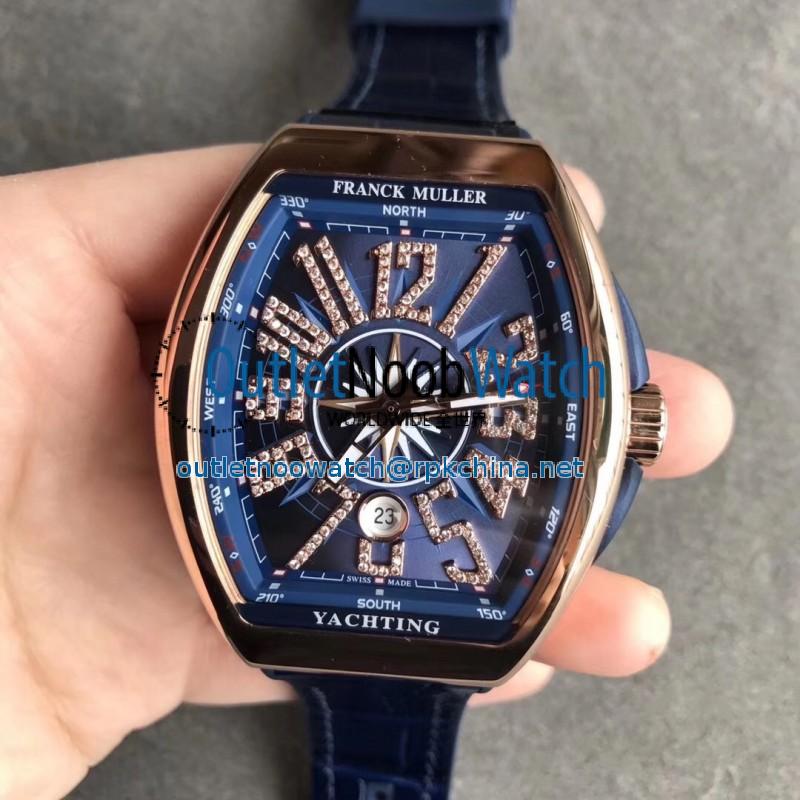 Replica Franck Muller Vanguard Yachting V45 CC DT AC BL OX Rose Gold Blue Dial Swiss 2824-2