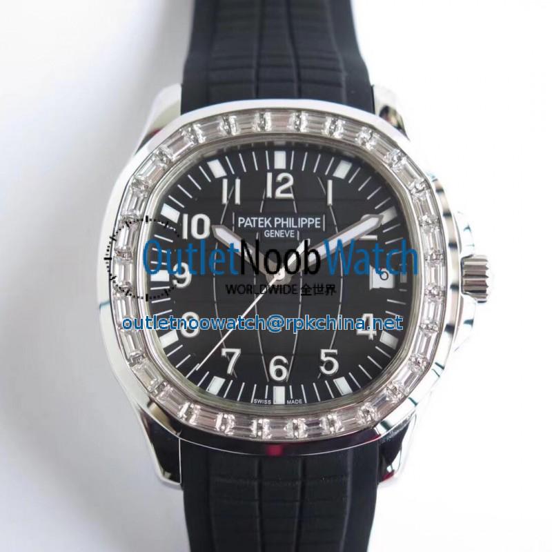 Replica Patek Philippe Aquanaut Jumbo 5167 KM Stainless Steel & Diamond Black Dial Swiss 324SC