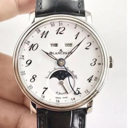 Blancpain Villeret Quantieme Complet 8 Jours 6639-3437-55B OM Stainless Steel White Dial Swiss 6639