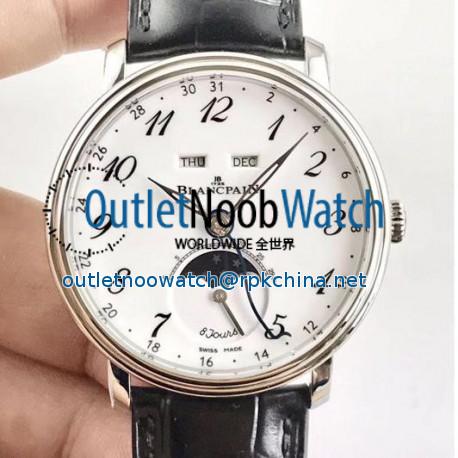 Blancpain Villeret Quantieme Complet 8 Jours 6639-3437-55B OM Stainless Steel White Dial Swiss 6639