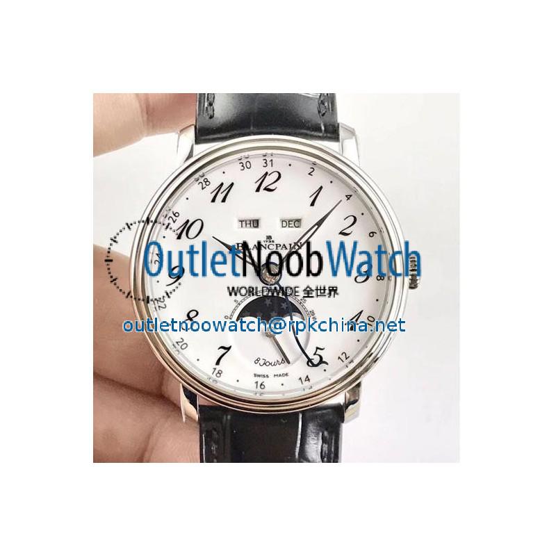 Blancpain Villeret Quantieme Complet 8 Jours 6639-3437-55B OM Stainless Steel White Dial Swiss 6639