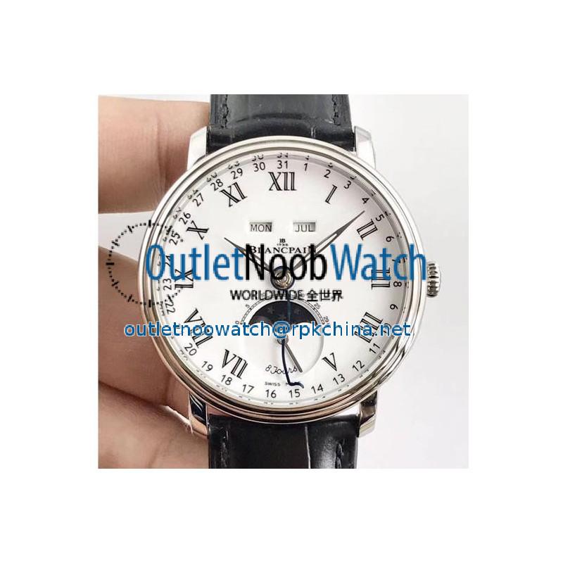 Blancpain Villeret Quantieme Complet 8 Jours 6639-3437-55B OM Stainless Steel White Dial Swiss 6639