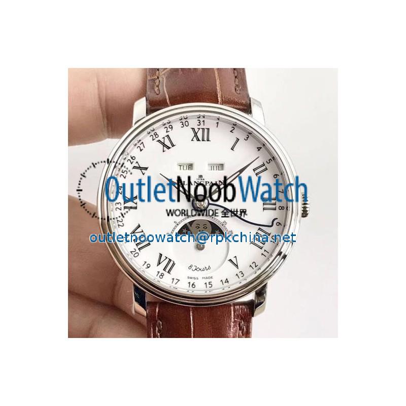 Blancpain Villeret Quantieme Complet 8 Jours 6639-3437-55B OM Stainless Steel White Dial Swiss 6639