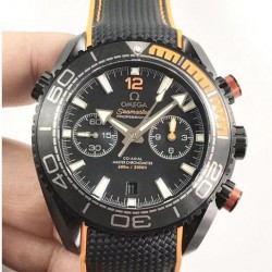 Replica Omega Seamaster Planet Ocean 600M Chronograph Deep Black 215.92.46.51.01.001 OM PVD Black Dial Swiss 9900